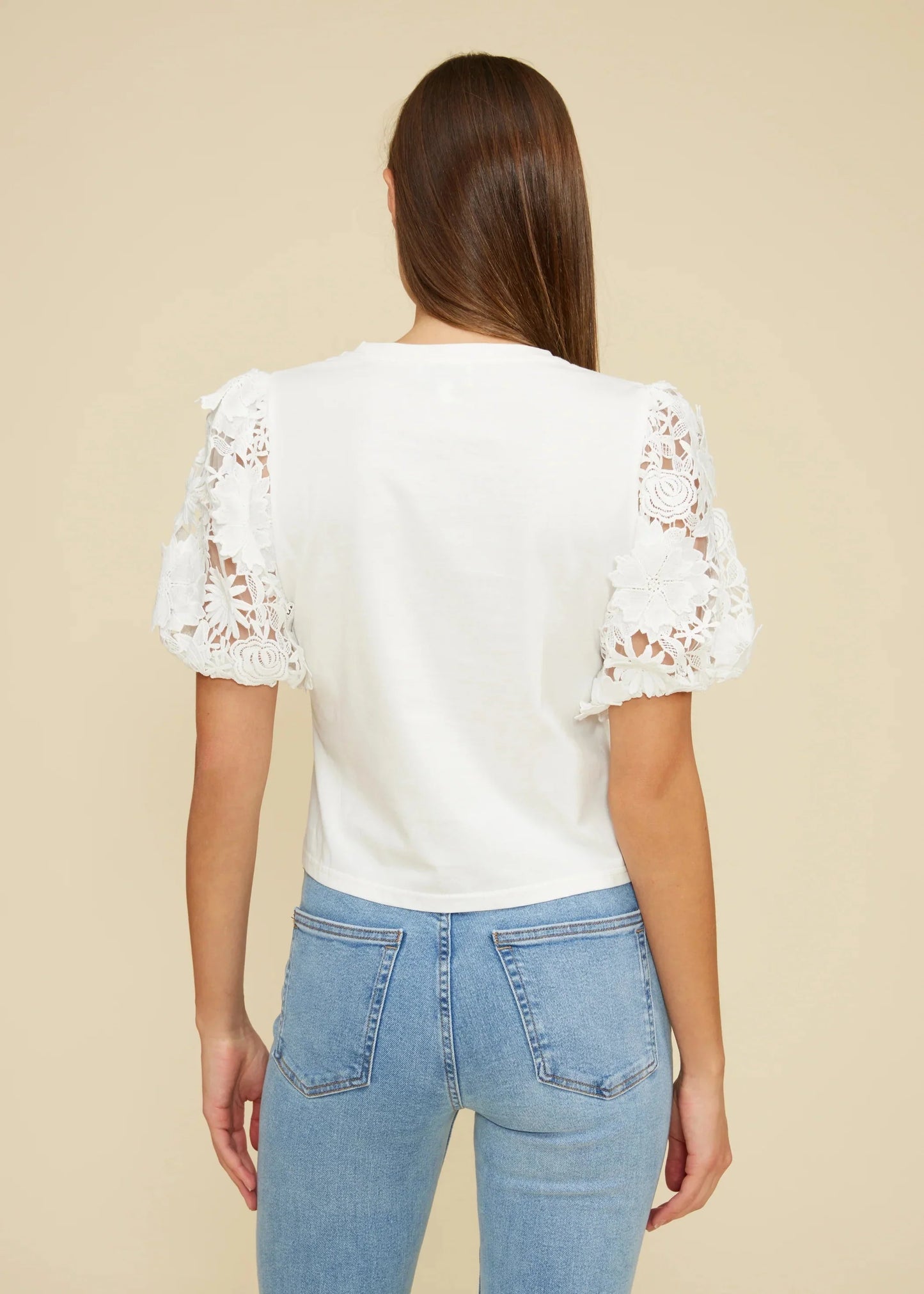 SYDNEY WHITE LACE PUFF SLEEVE TOP