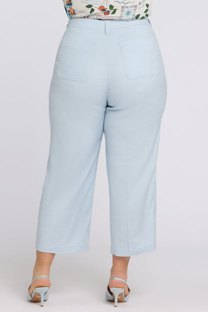 Wide Leg Cargo Capri Pants In Plus Size - Blue Clover