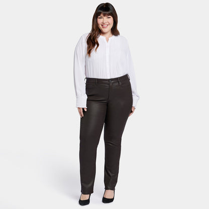 Coated Marilyn Straight Jeans In Plus Size - Cordovan Coated