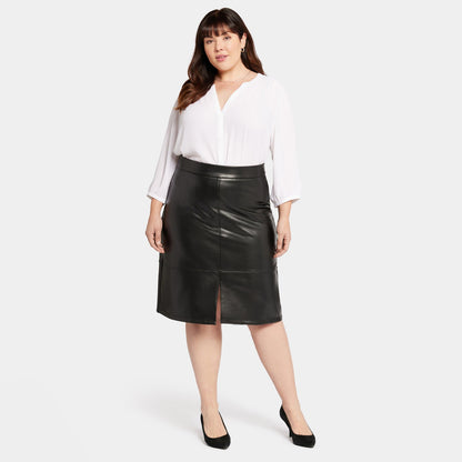 Faux Leather A-Line Skirt In Plus Size - Black