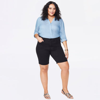Briella 11 Inch Denim Shorts In Plus Size - Black