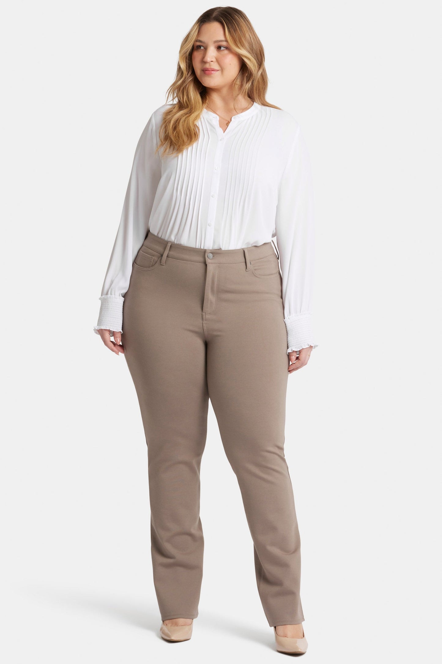 Marilyn Straight Pants In Plus Size - Saddlewood