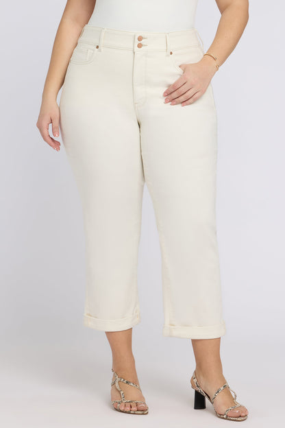 Bailey Relaxed Straight Crop Jeans In Plus Size - Vintage White