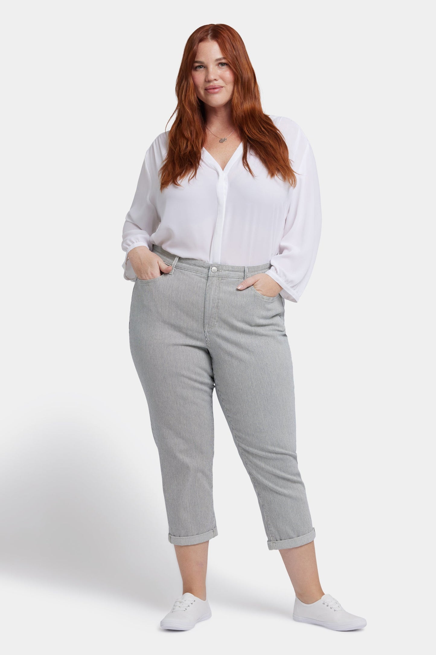 Chloe Skinny Capri Jeans In Plus Size - Luarca Stripe