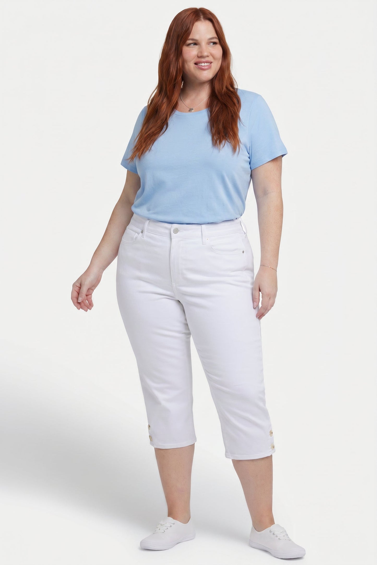 Marilyn Straight Crop Jeans In Plus Size - Optic White