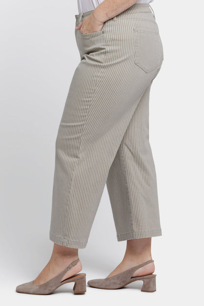 Teresa Wide Leg Ankle Jeans In Plus Size - Hidden Lodge Stripe