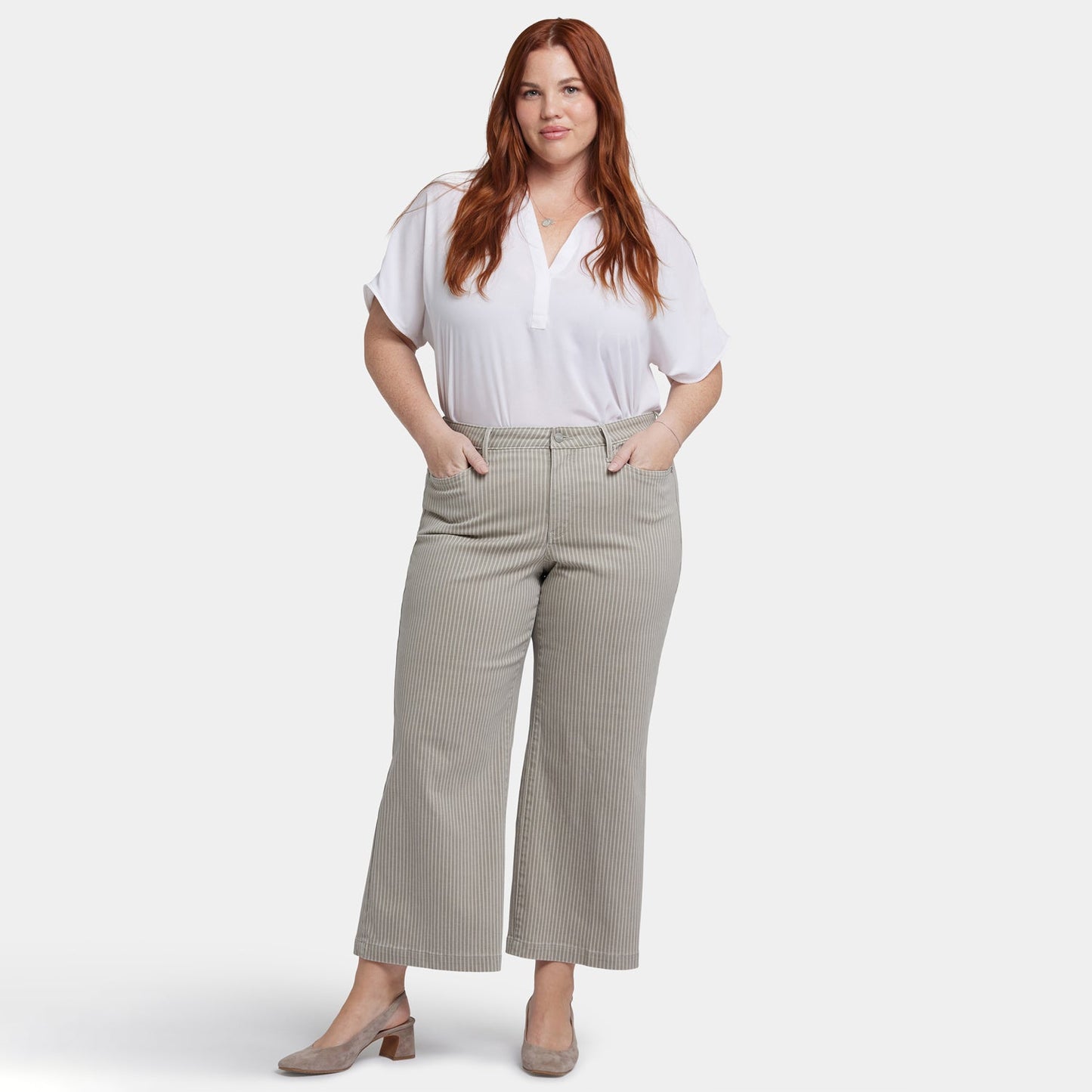 Teresa Wide Leg Ankle Jeans In Plus Size - Hidden Lodge Stripe