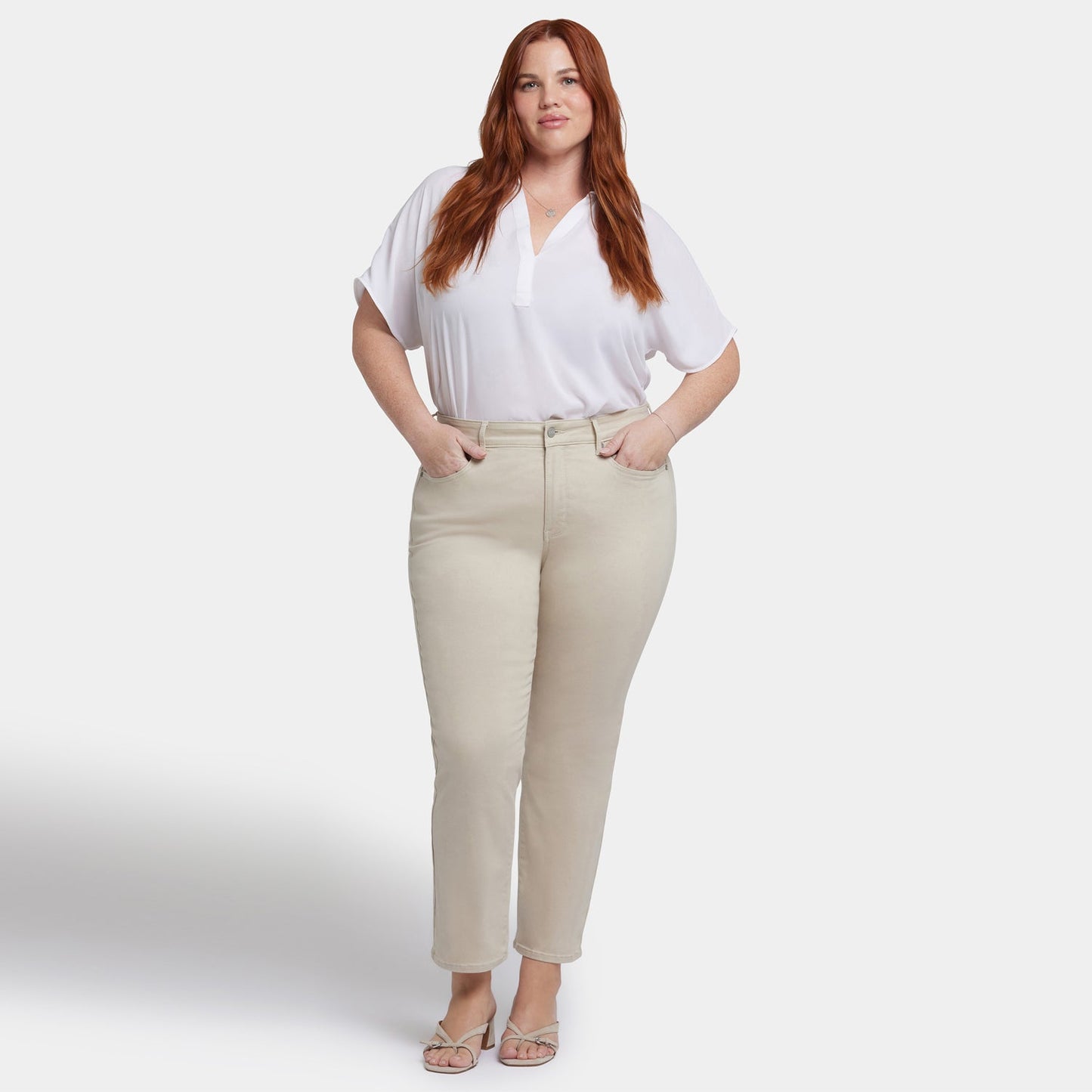 Marilyn Straight Ankle Jeans In Plus Size - Feather