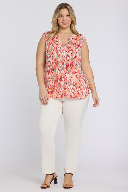 Sleeveless Pintuck Blouse In Plus Size - Mojave Mirage