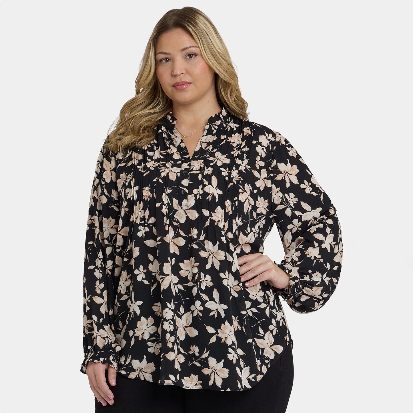 Pleated Front Tunic In Plus Size - Claudette