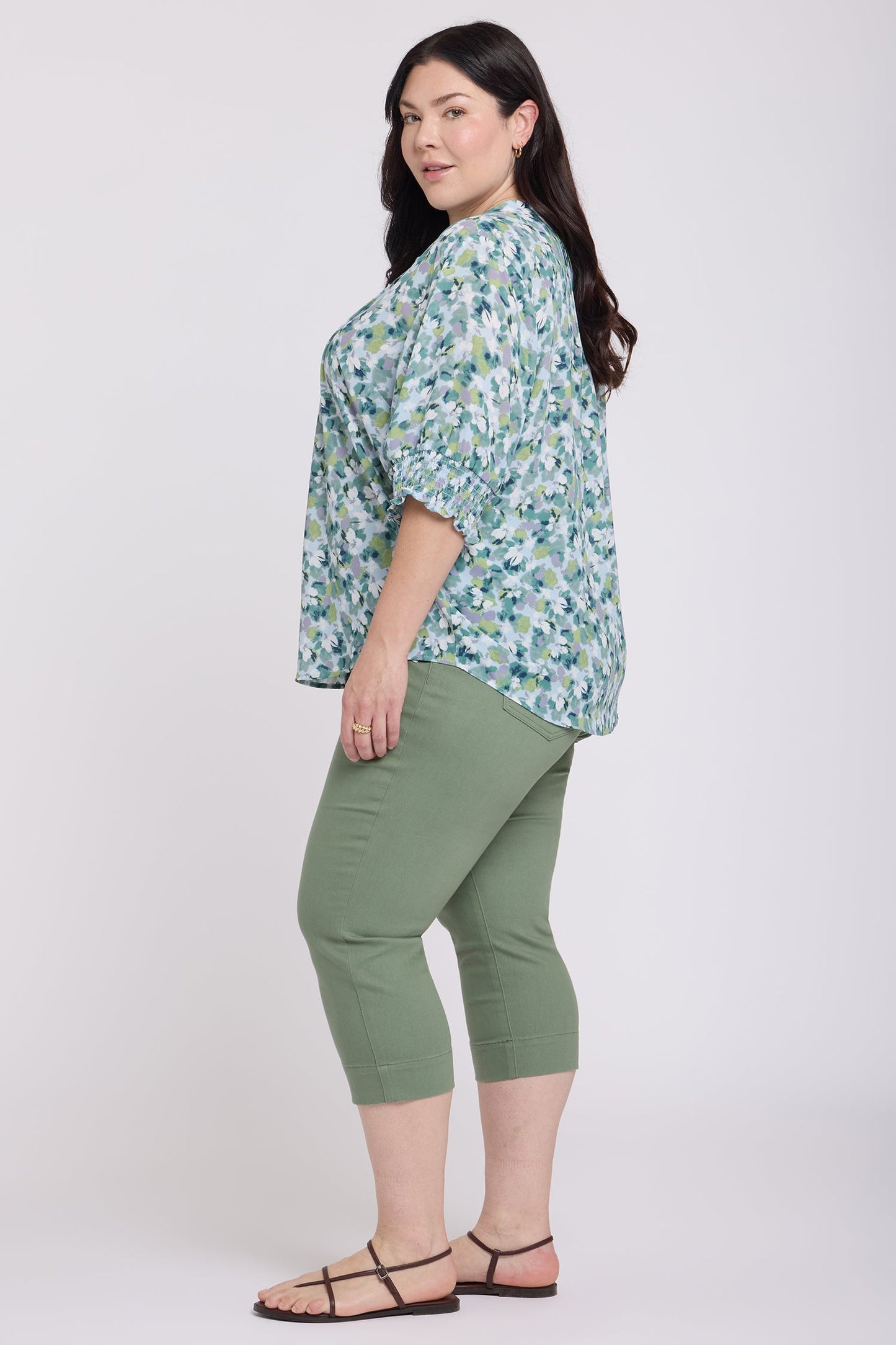 Pleated Short Sleeved Blouse In Plus Size - Bloomington