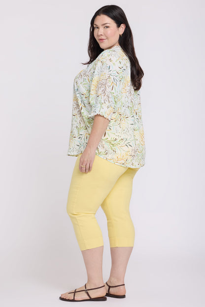Pleated Short Sleeved Blouse In Plus Size - Chateau Jardin