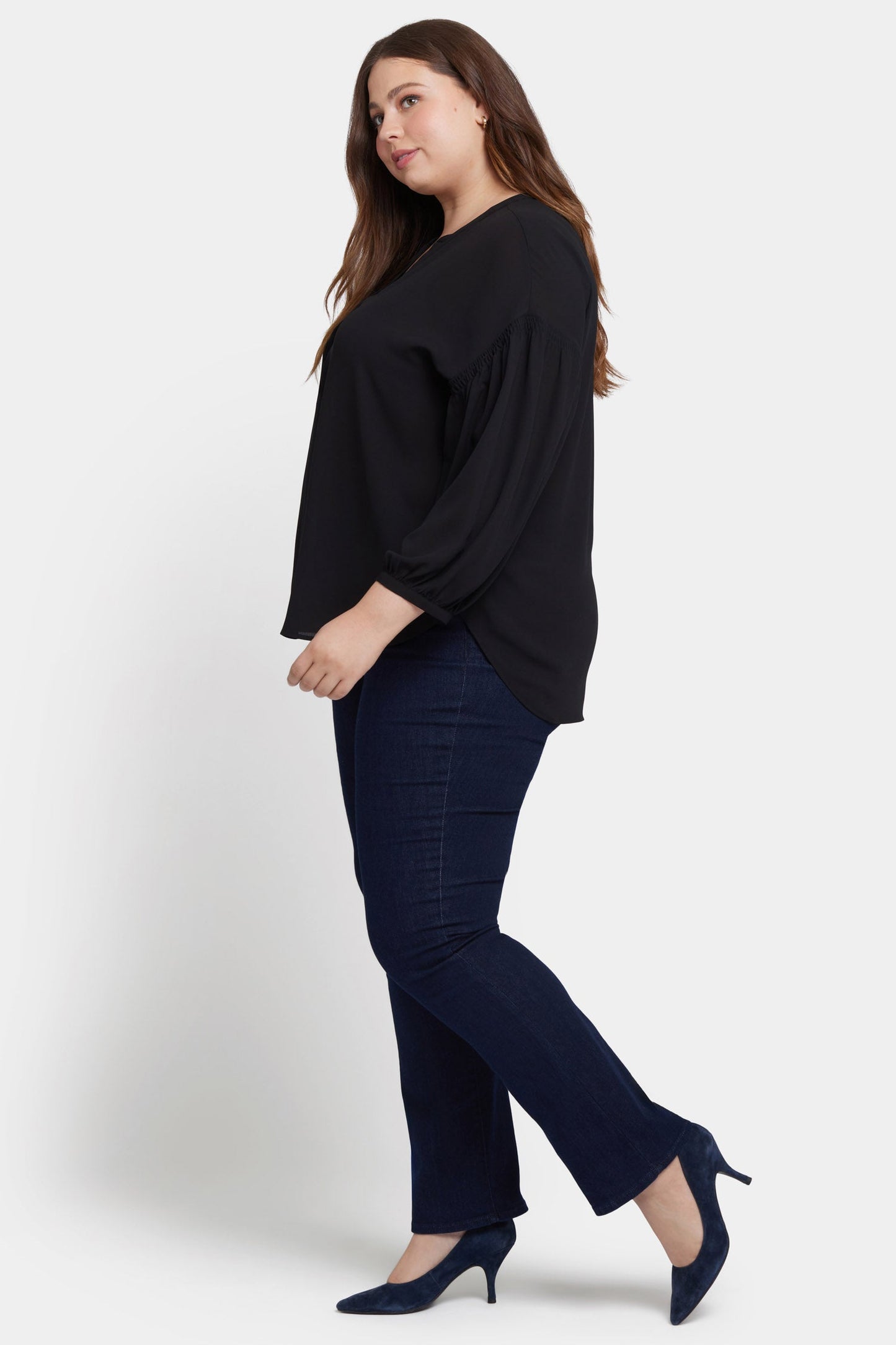 Paulina Peasant Blouse In Plus Size - Black