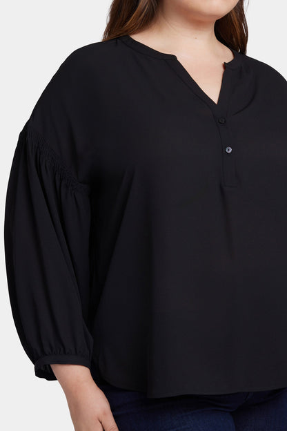 Paulina Peasant Blouse In Plus Size - Black