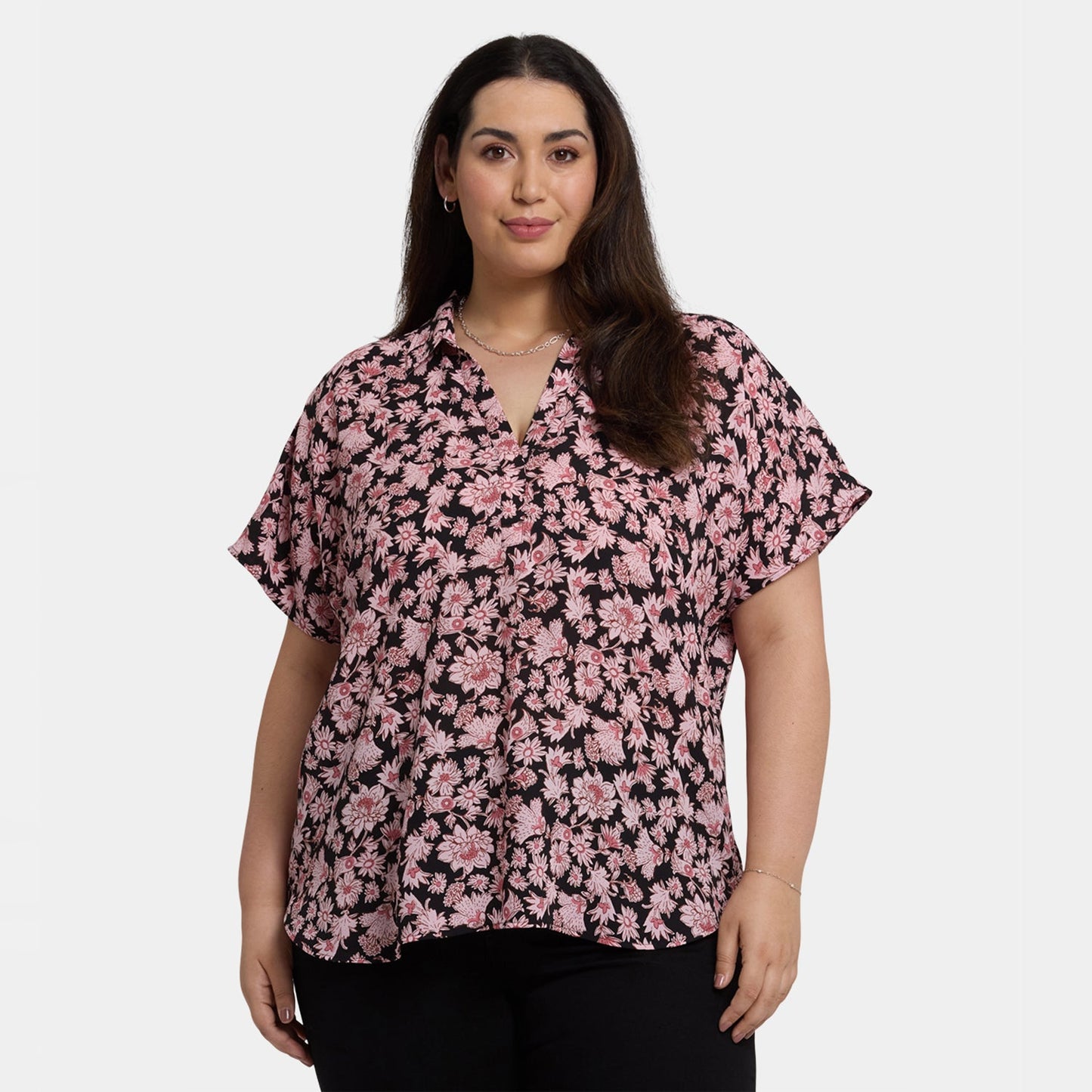 Becky Short Sleeved Blouse In Plus Size - Lilla Garden