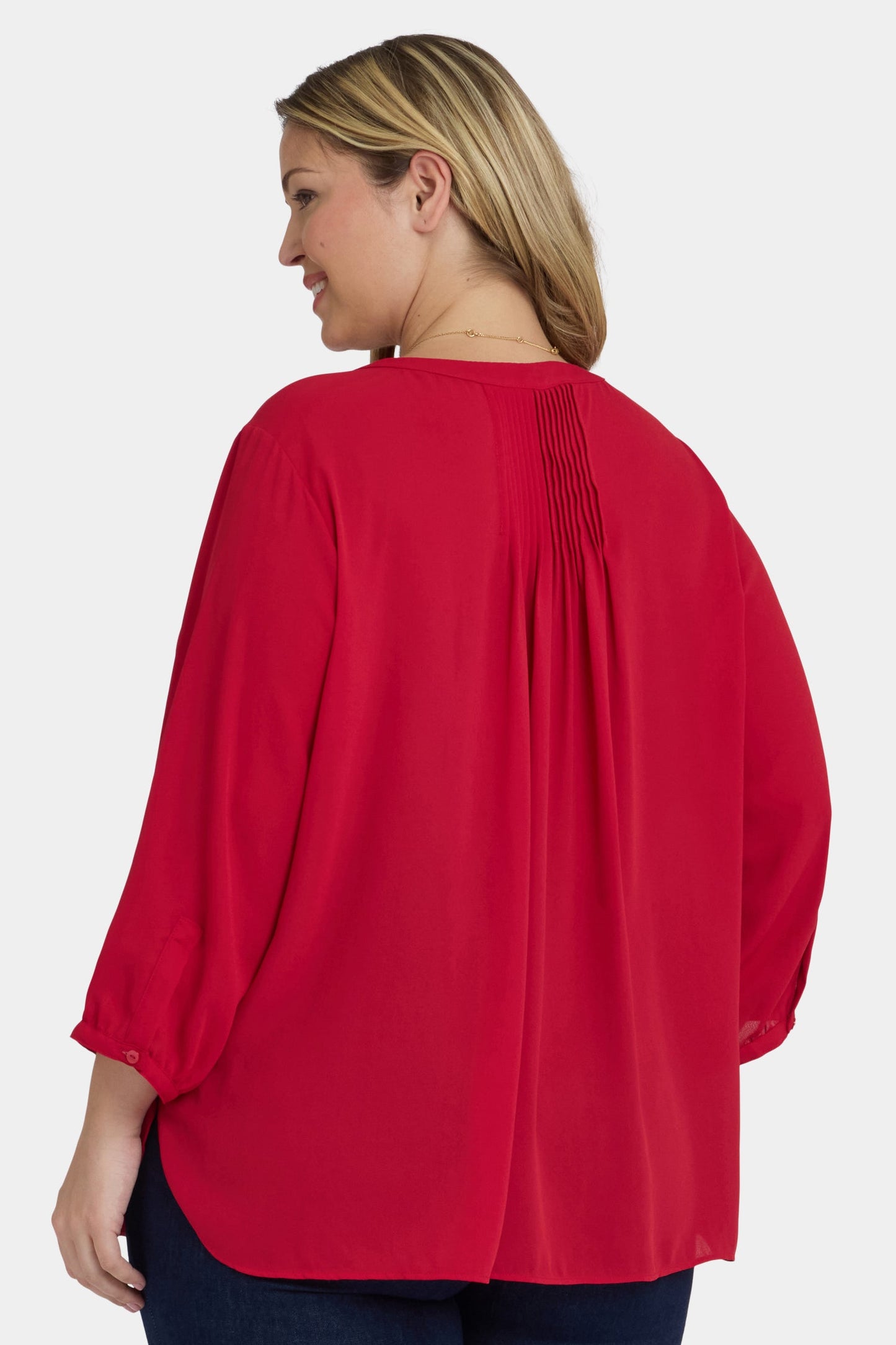 Pintuck Blouse In Plus Size - Carnelian