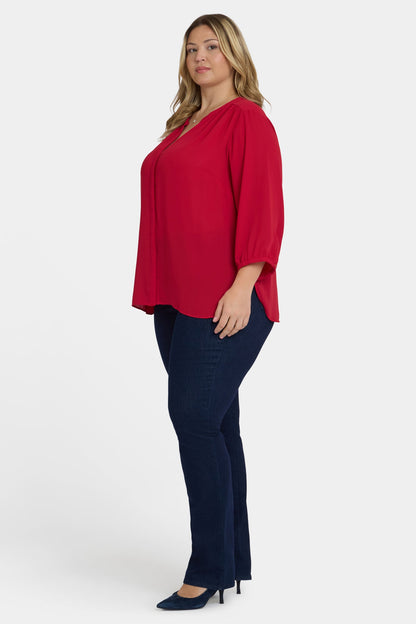 Pintuck Blouse In Plus Size - Carnelian