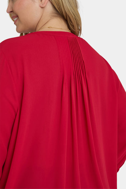 Pintuck Blouse In Plus Size - Carnelian