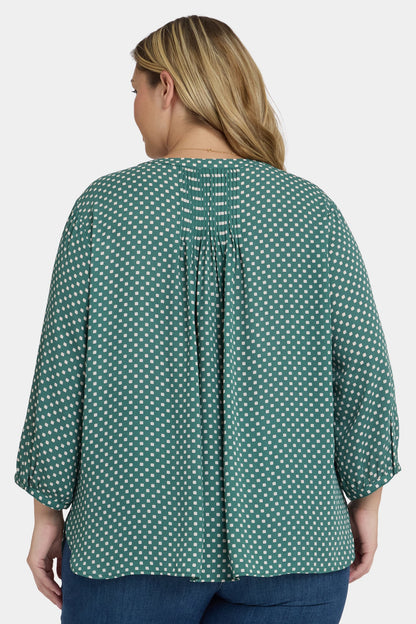 Pintuck Blouse In Plus Size - Adeline Dots