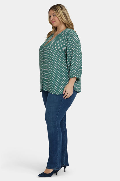 Pintuck Blouse In Plus Size - Adeline Dots