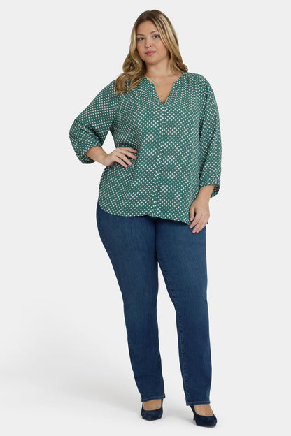Pintuck Blouse In Plus Size - Adeline Dots