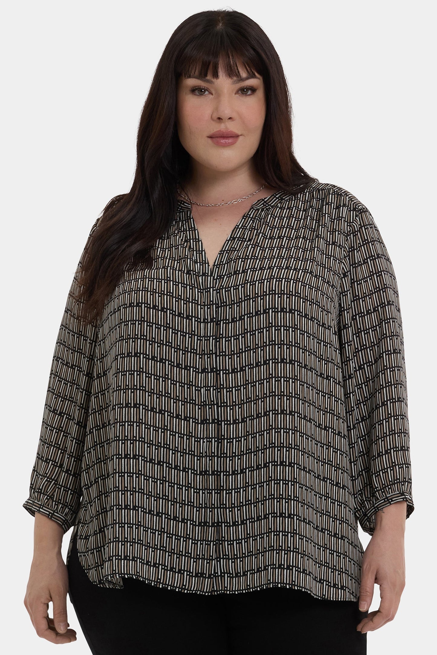 Pintuck Blouse In Plus Size - Arrieta