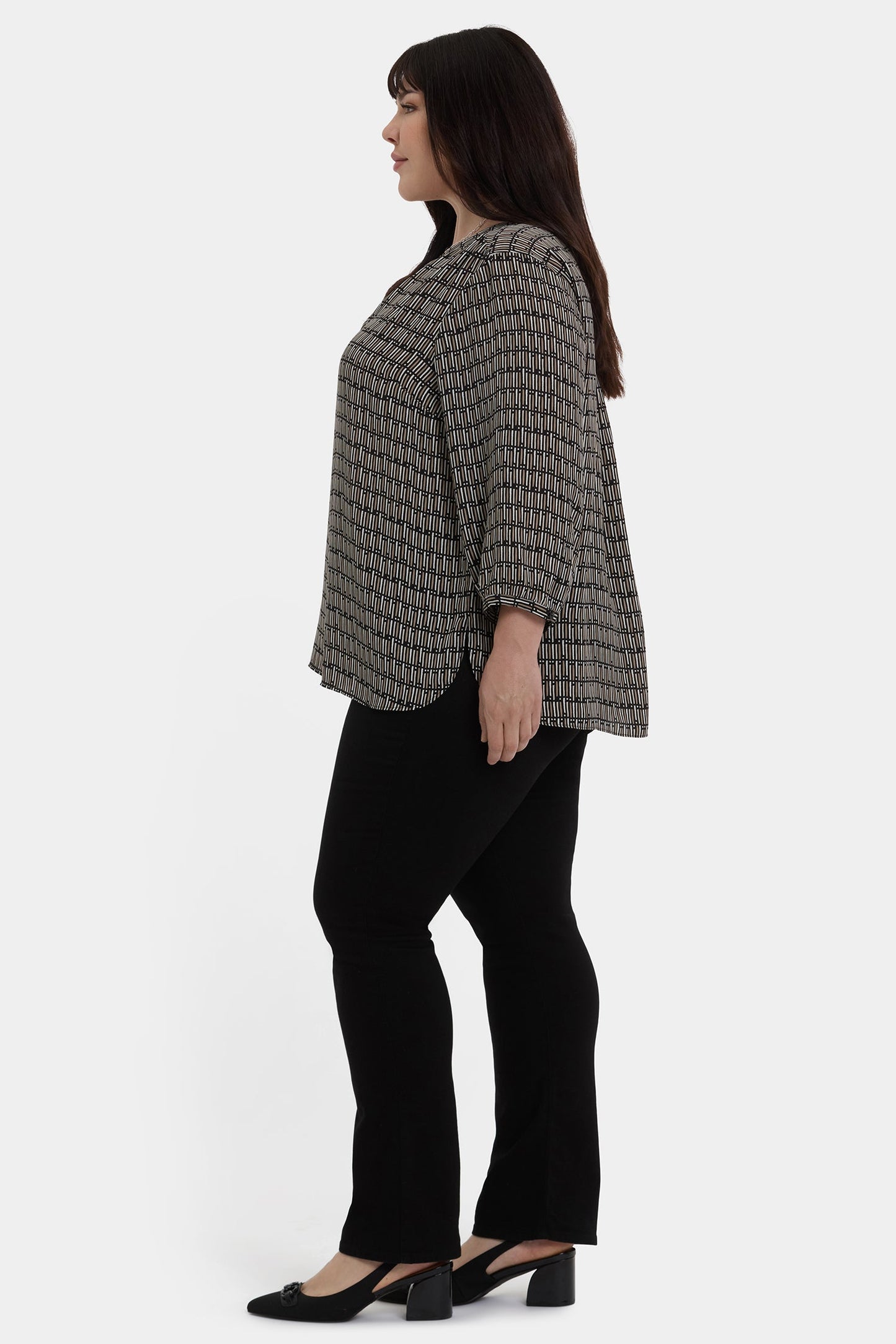 Pintuck Blouse In Plus Size - Arrieta
