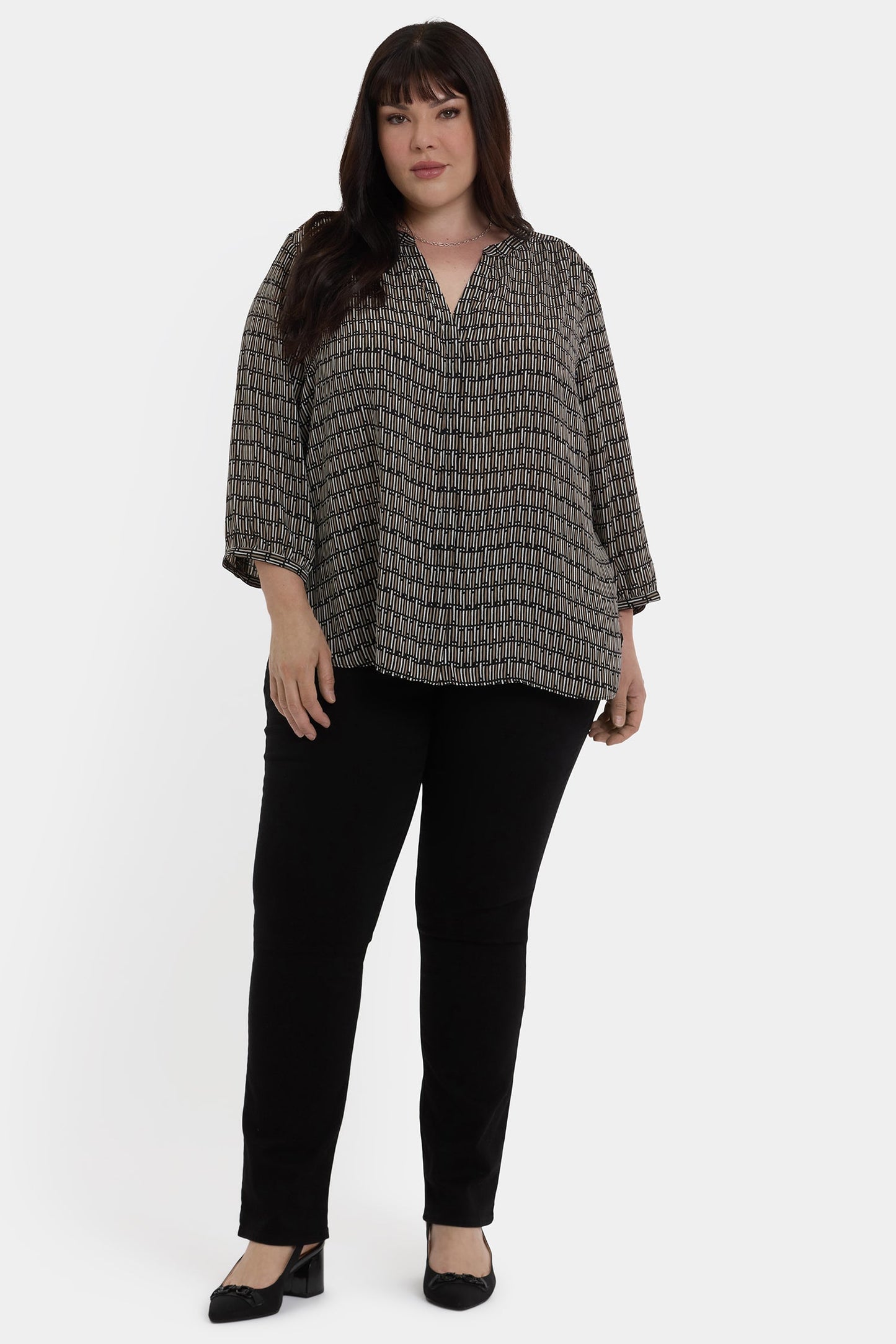 Pintuck Blouse In Plus Size - Arrieta