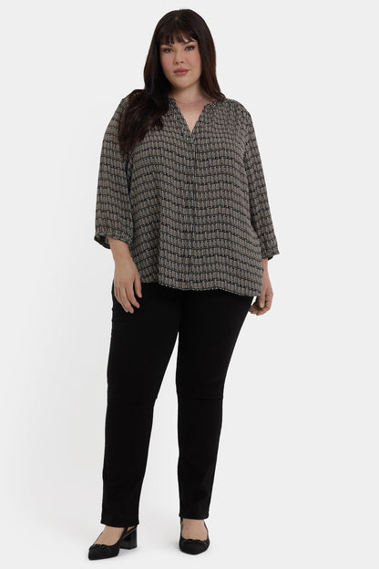 Pintuck Blouse In Plus Size - Arrieta