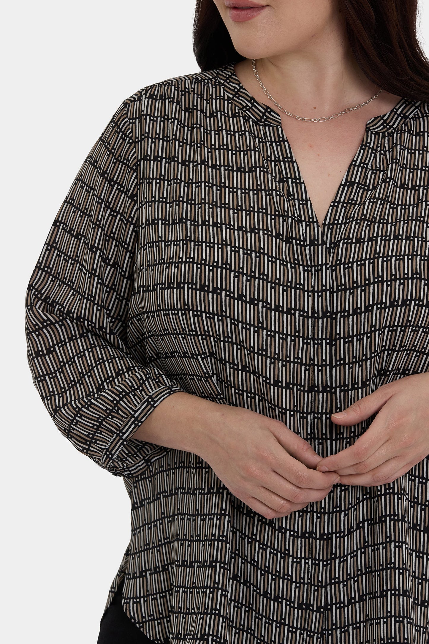 Pintuck Blouse In Plus Size - Arrieta