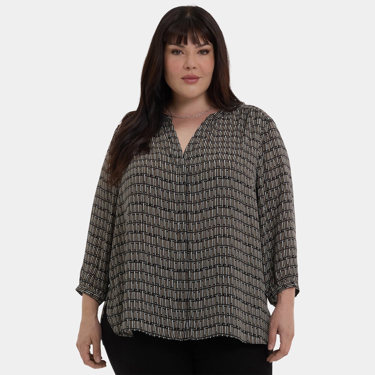 Pintuck Blouse In Plus Size - Arrieta