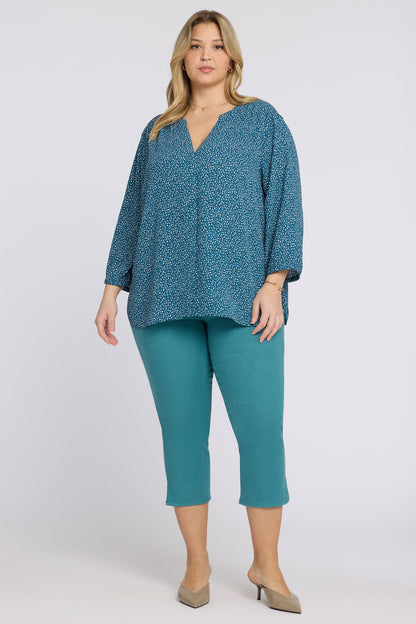 Pintuck Blouse In Plus Size - Dune Ditsy