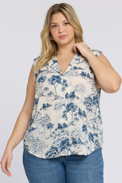 Gabrielle Sleeveless Blouse In Plus Size - Le Parc de Treville