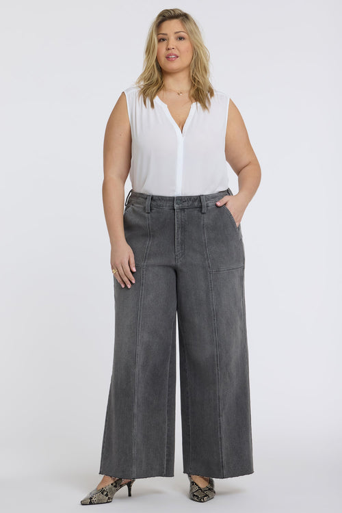 Simone Wide Leg Jeans In Plus Size - Dusty Ash
