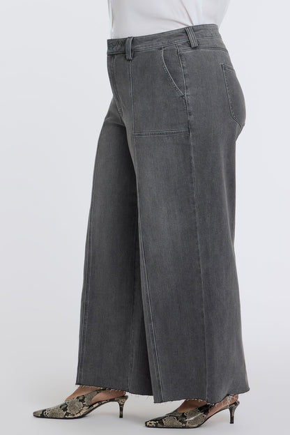 Simone Wide Leg Jeans In Plus Size - Dusty Ash