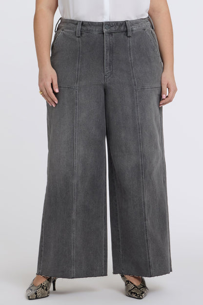 Simone Wide Leg Jeans In Plus Size - Dusty Ash