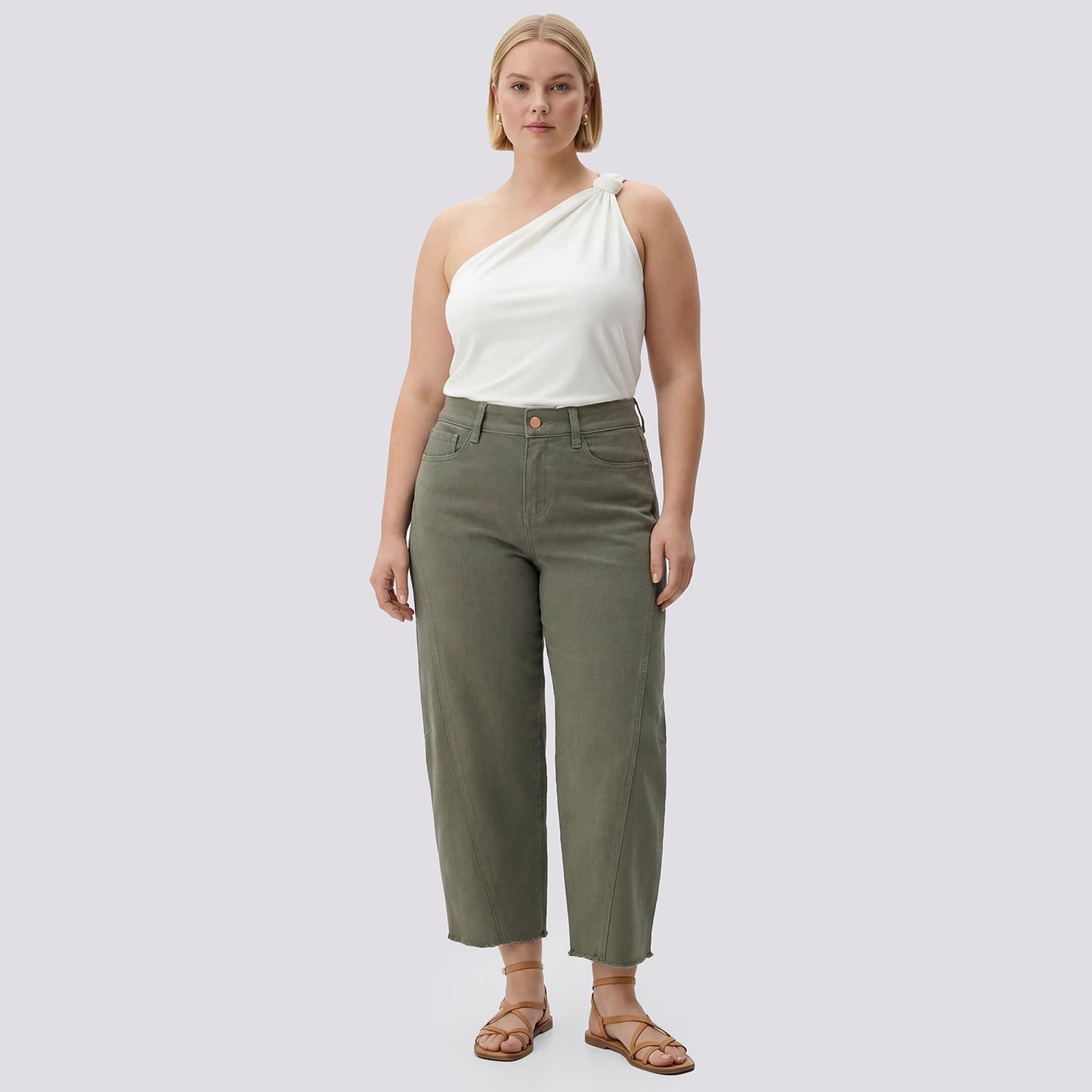 Alyssa Relaxed Crop Jeans In Plus Size - Desert Green