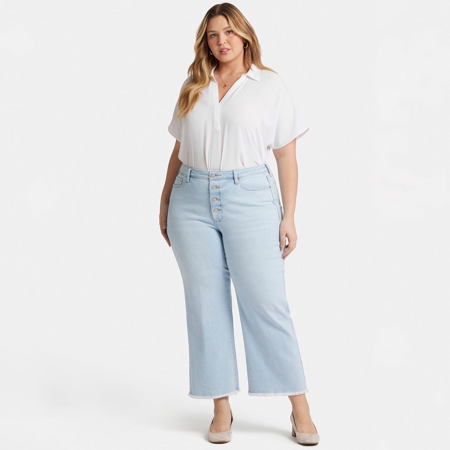 Teresa Wide Leg Ankle Jeans In Plus Size - Oceanfront