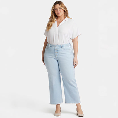 Teresa Wide Leg Ankle Jeans In Plus Size - Oceanfront