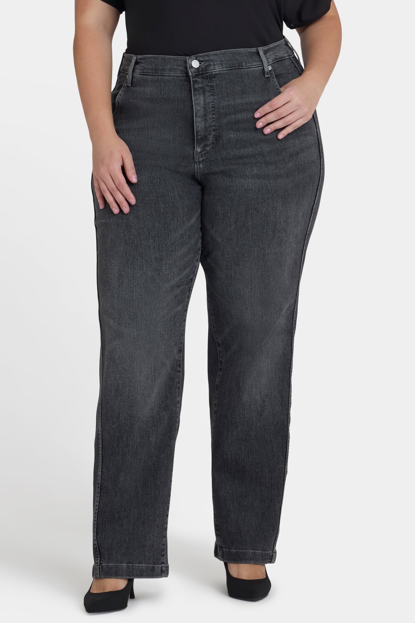 Brooke Loose Straight Jeans In Plus Size - Vintage Noir