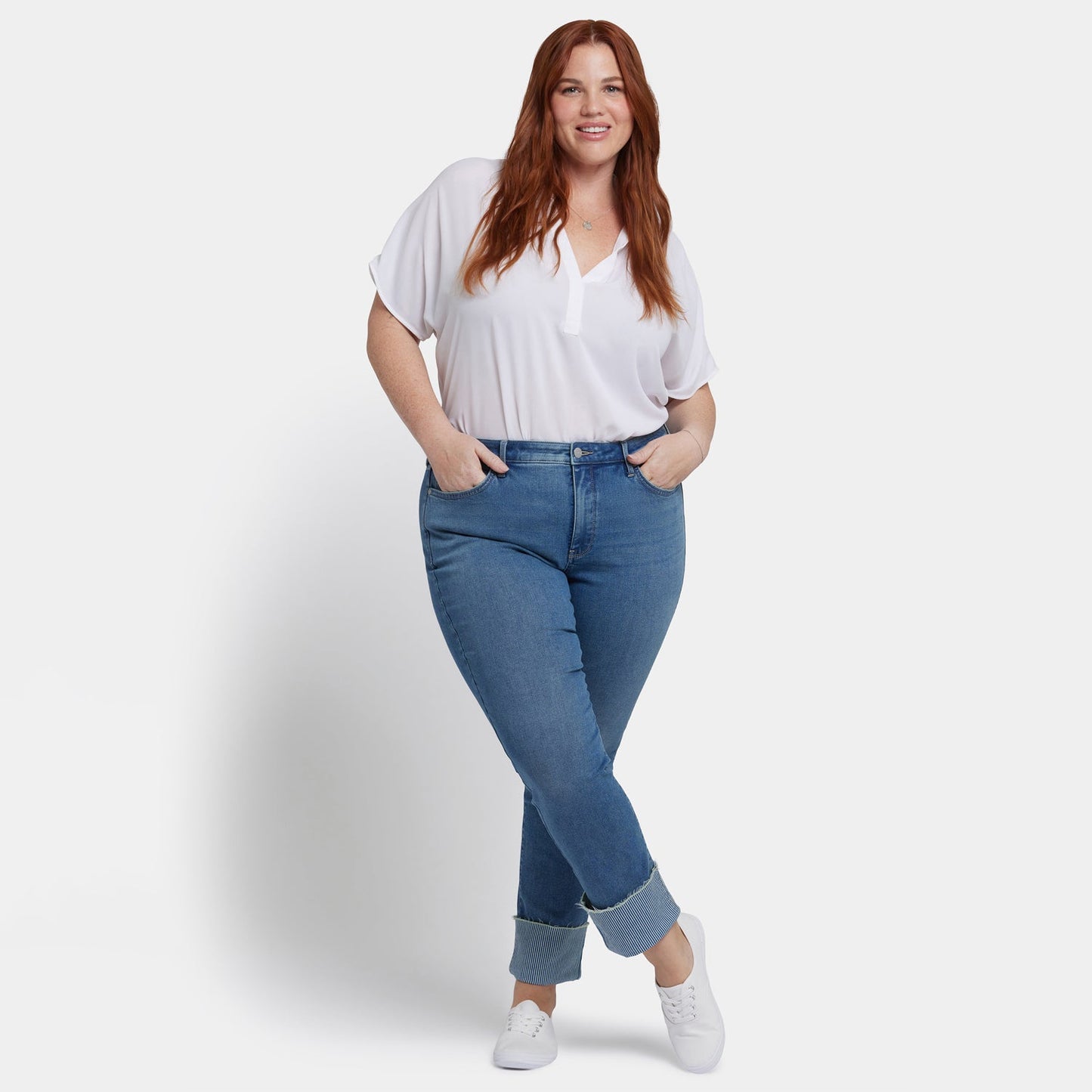 Sheri Slim Ankle Jeans In Plus Size - Costa Brava