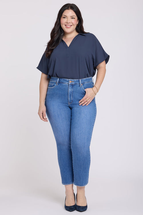 Marilyn Straight Ankle Jeans In Plus Size - Blue Paradise