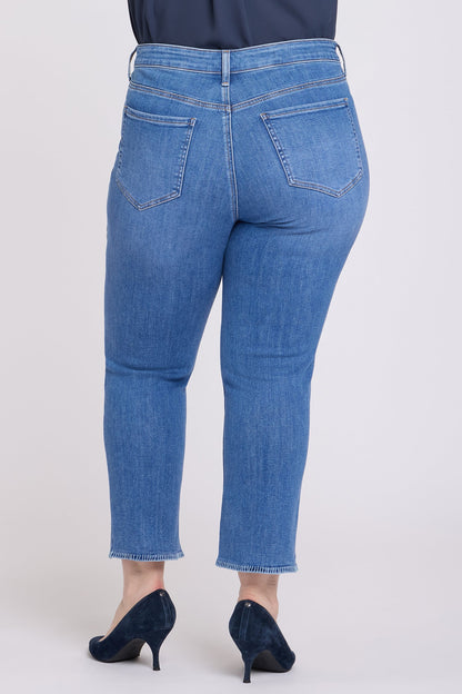 Marilyn Straight Ankle Jeans In Plus Size - Blue Paradise