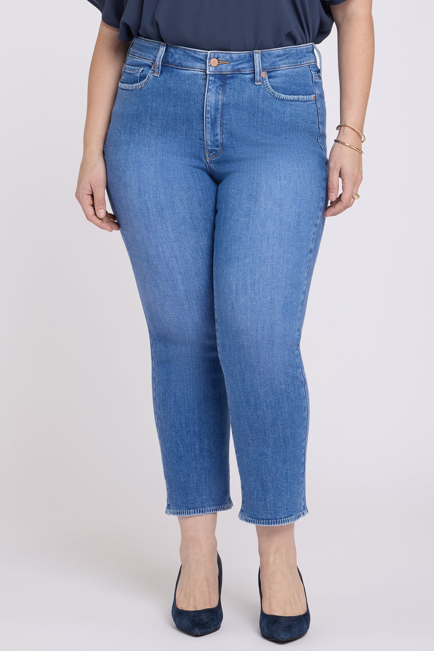 Marilyn Straight Ankle Jeans In Plus Size - Blue Paradise