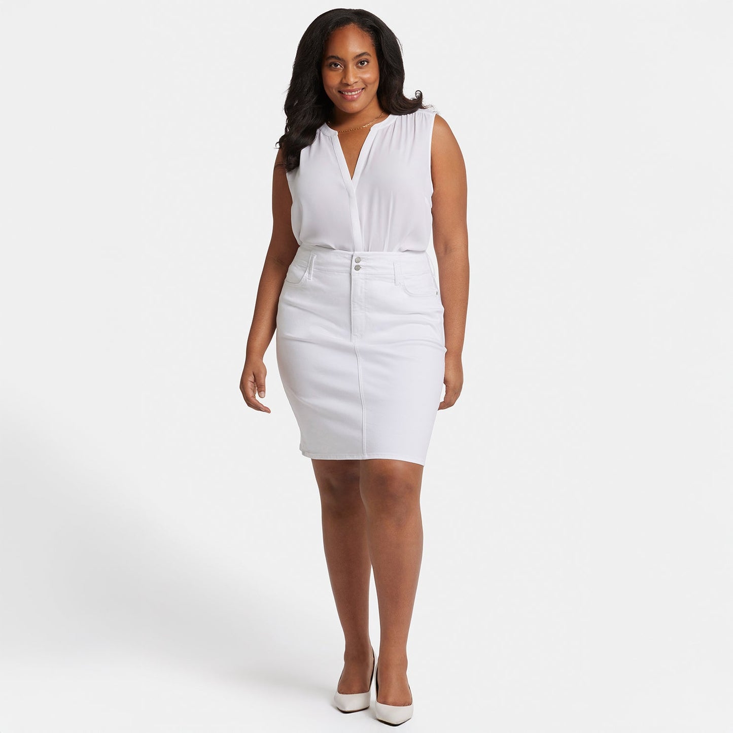 High Waist Skirt In Petite Plus Size - Optic White