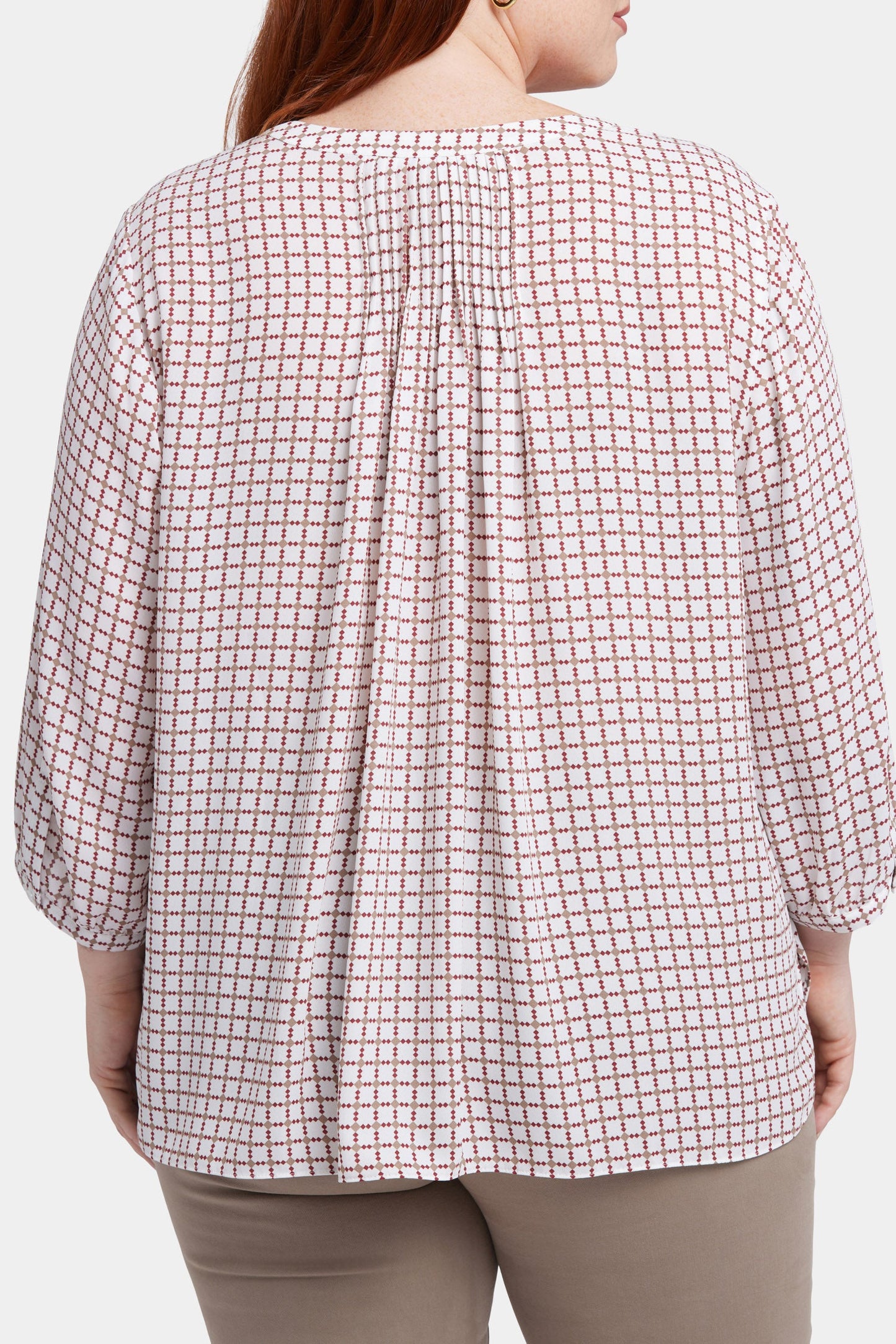 Pintuck Blouse In Plus Size - Graceful Geo