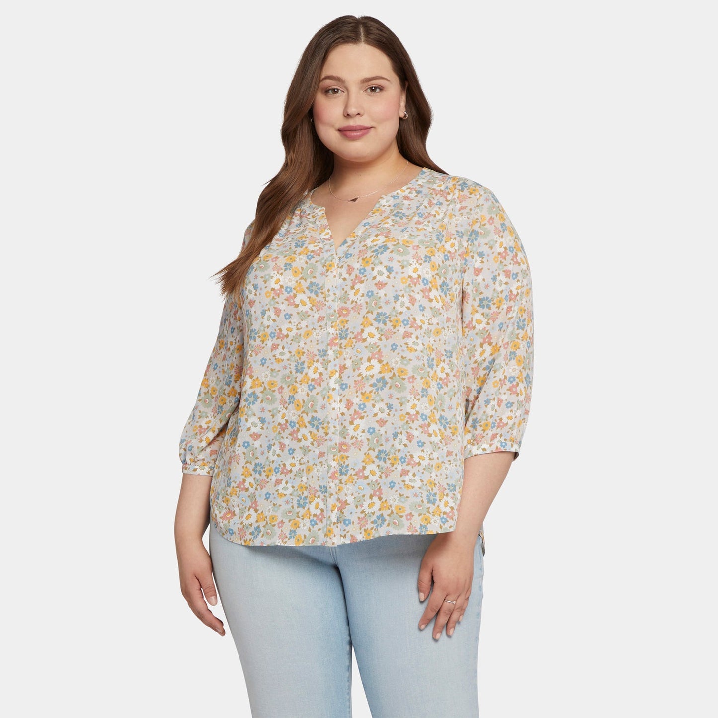 Pintuck Blouse In Plus Size - Angelonia