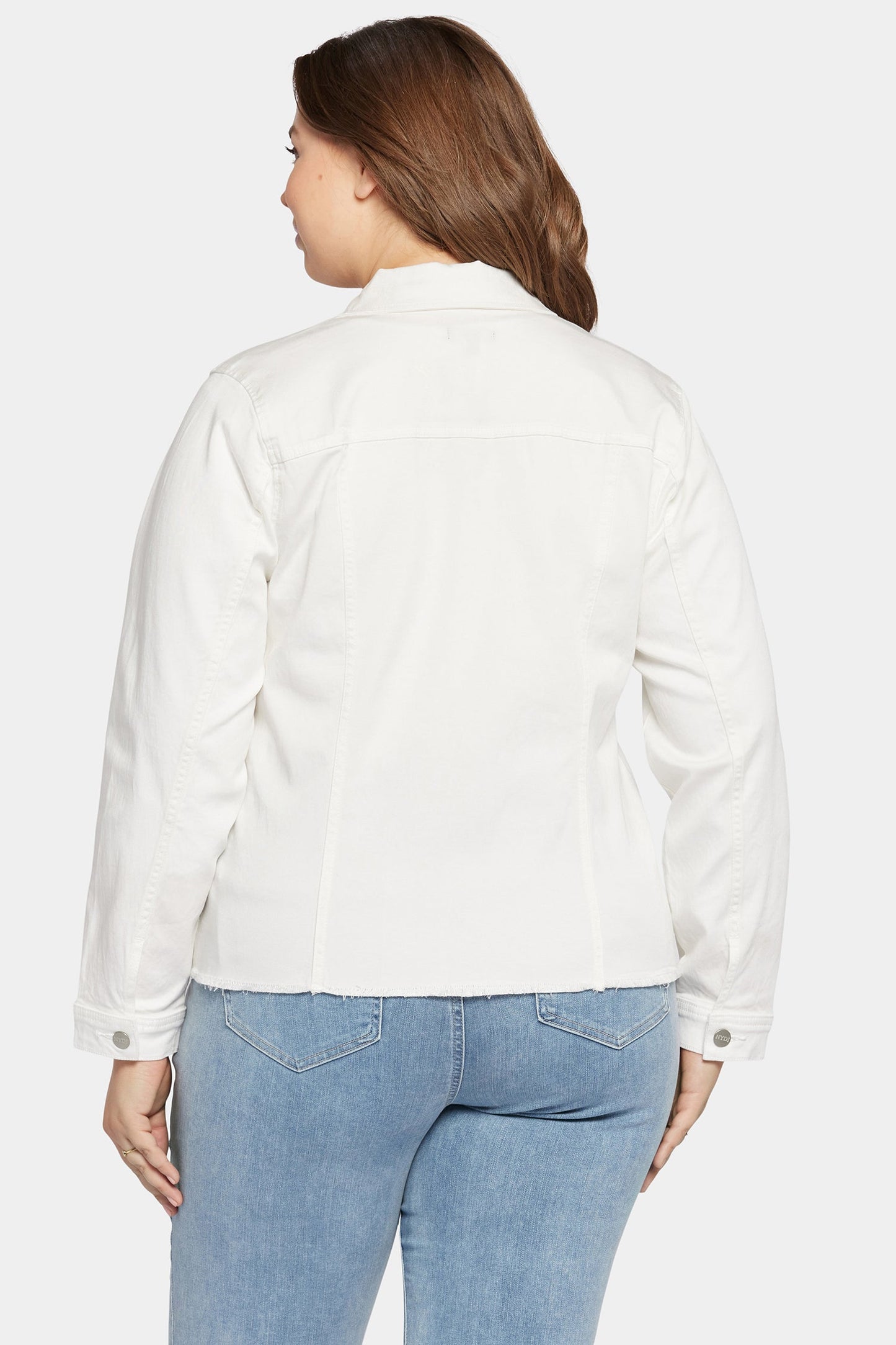 Frayed Hem Jacket In Plus Size - Optic White