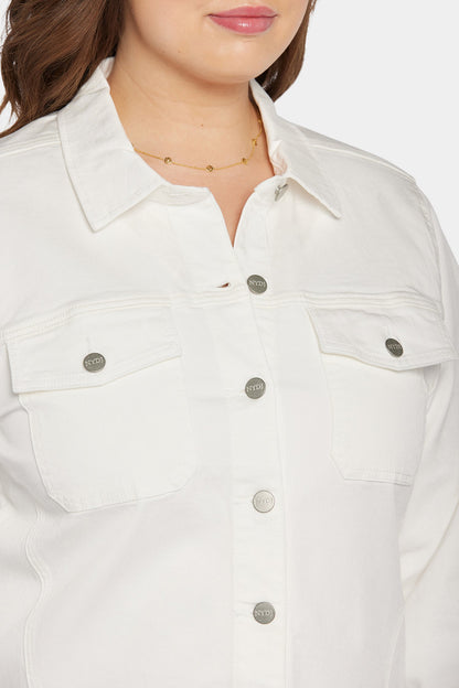 Frayed Hem Jacket In Plus Size - Optic White