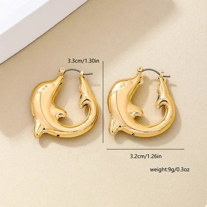18K Gold-Plated Dolphin Hoop Earrings